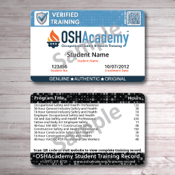 Image showing OSHAcademy Training Record Card