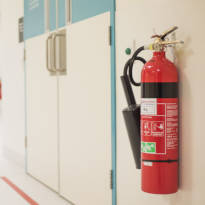 Fire extinguisher on wall