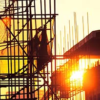 Worker on scaffold