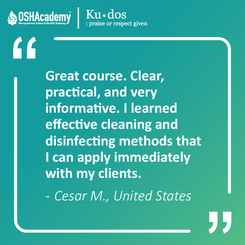 Image of student feedback of Disinfecting and Cleaning training