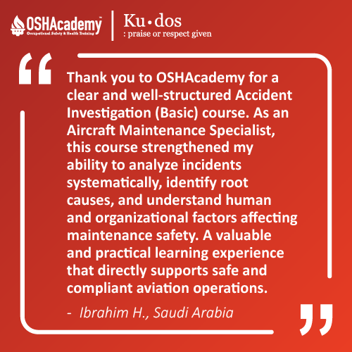 Image of student feedback of Accident Investigation training