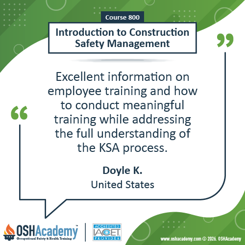 Image of student feedback of Construction Safety Management training