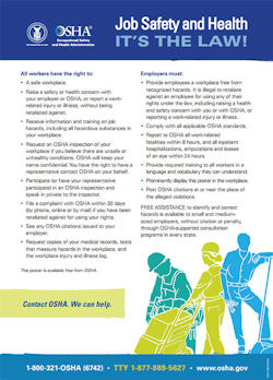 OSHA published poster called It's the Law Poster