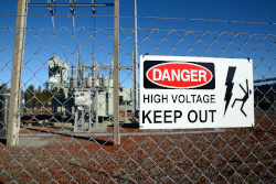 High voltage warning sign