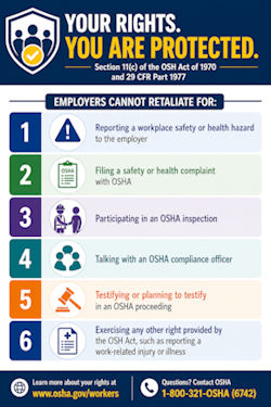 Infographic explaining worker protections from retaliation