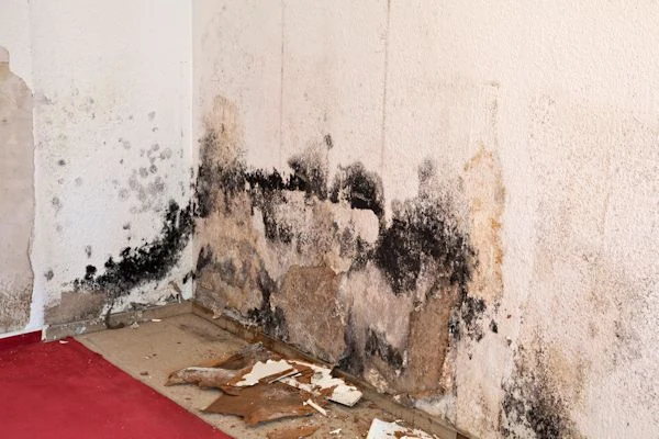 Black mold growing on wall
