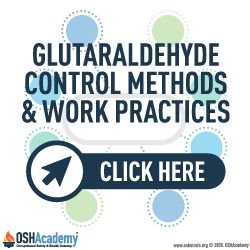 Poster showing glutaraldehyde control methods and work practices