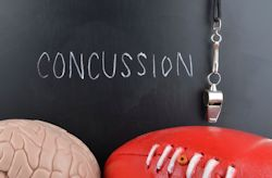 the word concussion written on a blackboard