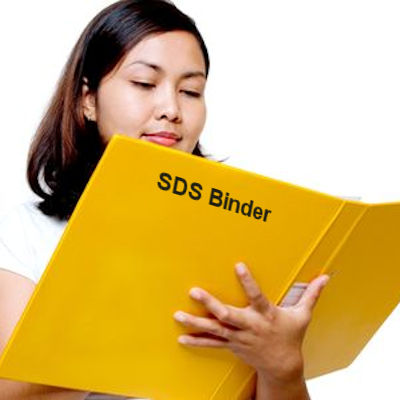 Woman reading an SDS Binder