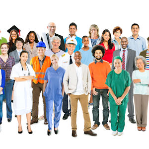 Variety of workers from different fields standing together.