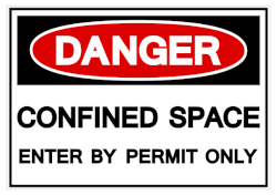 Sign showing DANGER confined space