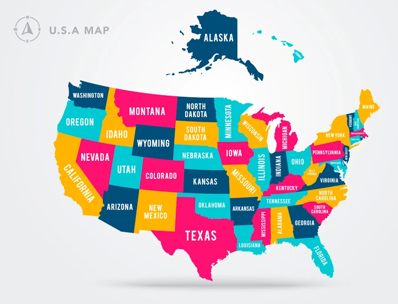 map of the United States where tattooing regulations may vary