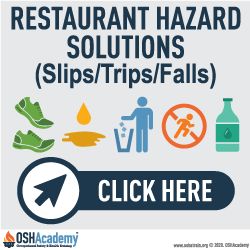 Infographic showing Restaurant Hazard solutions for slips, trips, and falls.