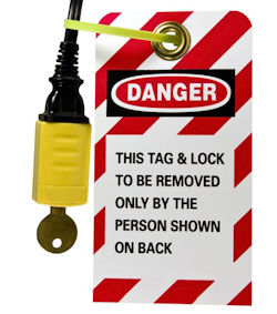 Substantial and durable lockout/tagout device and key
