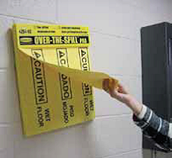 Wall mounted spill pads