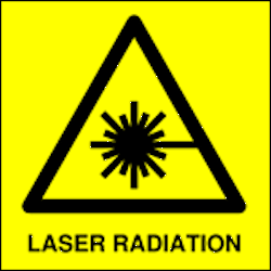 Sign showing symbol and words for laser radiation