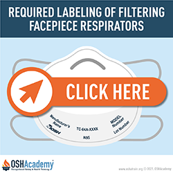Infographic about required labeling of filtering facepiece respirators. 