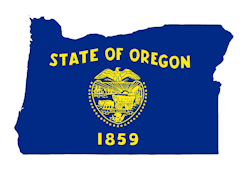 Image of the flag of the state of Oregon.