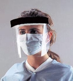 Healthcare provider wearing a face shield.