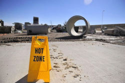 sign marking hotline as the outer boundry of the Hot Zone