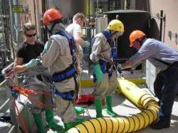 workers entering a confined space who are preforming below ground maintenance