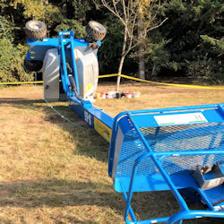 Overturned boom lift