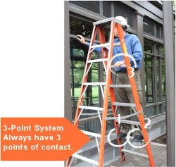 Image showing a Ladder and the worker using the 3 point system