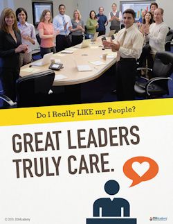 Image of a great leaders poster shows leaders around conference room table
