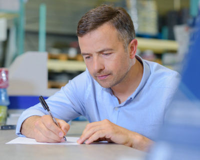 One person who was the witness to a accident writing notes