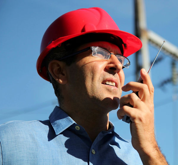 Supervisor outside using a mobile phone