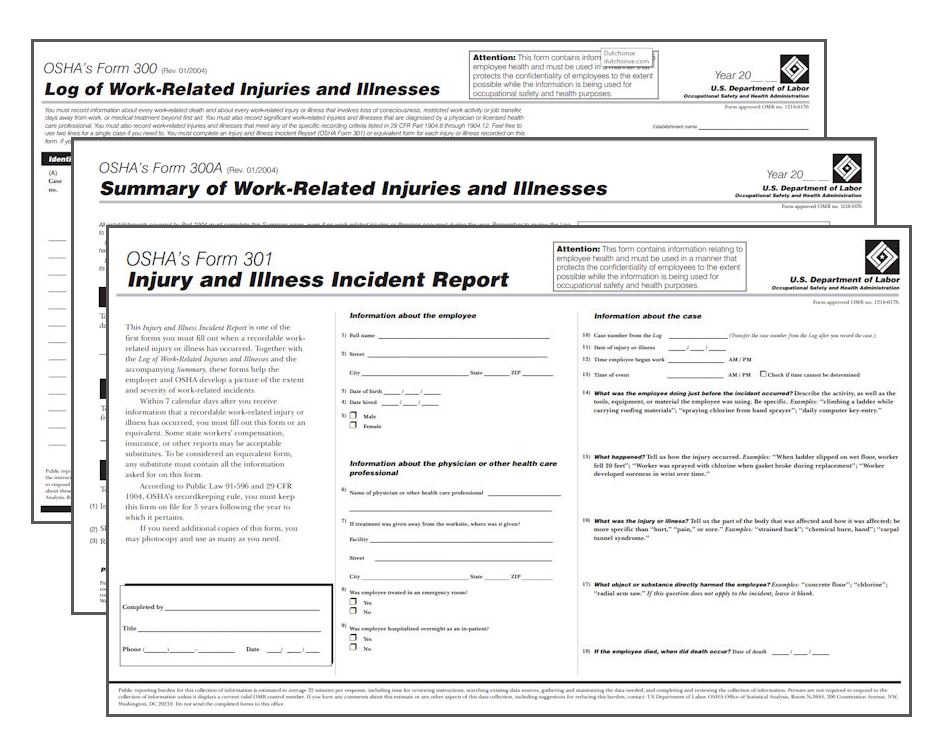 Three OSHA forms