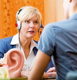 Employee being given a hearing test