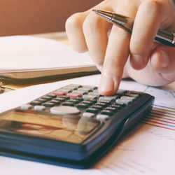 Person using calculator