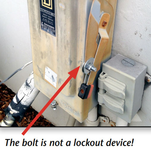 Equipment that is improperly locked out.