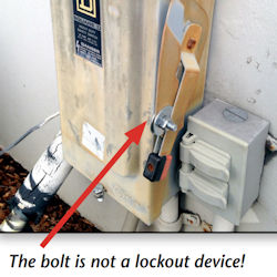 Equipment that is improperly locked out.