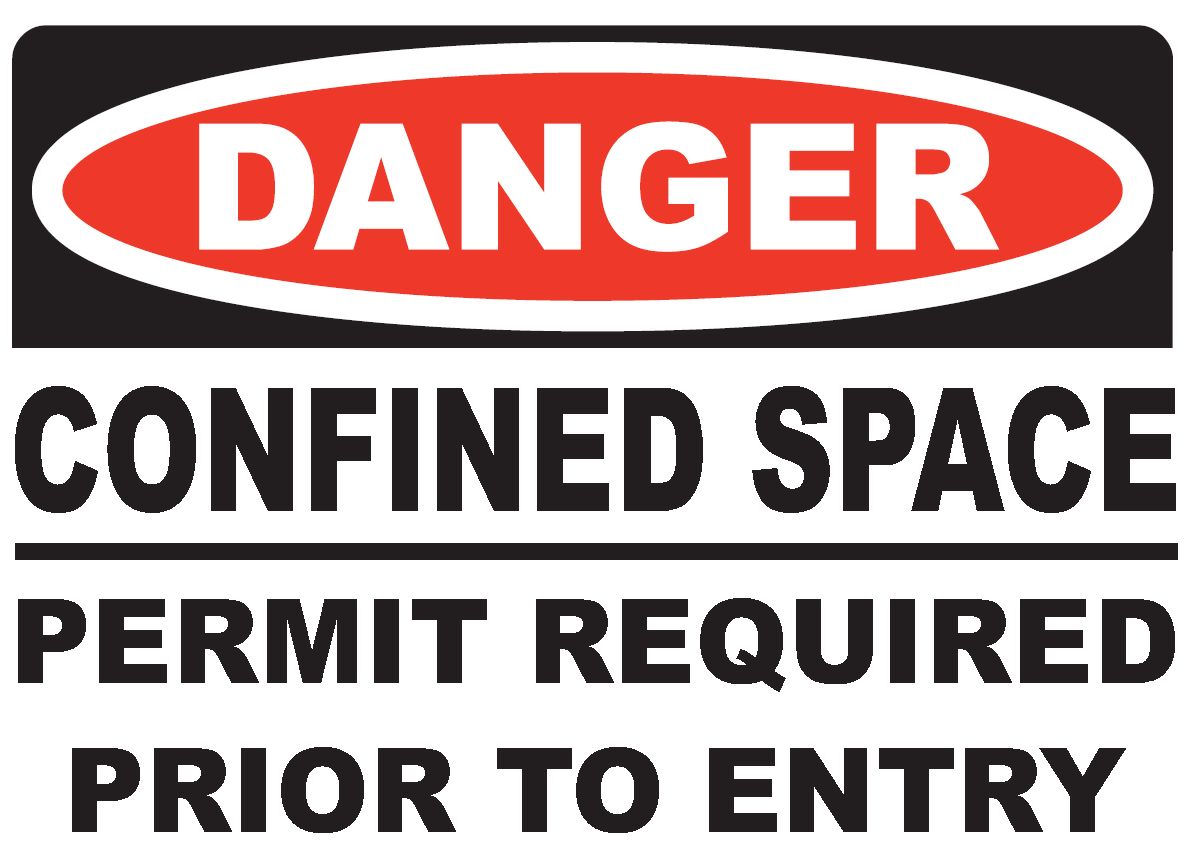 Sign showing Danger Confined space