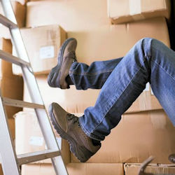 worker falling backwards off ladder