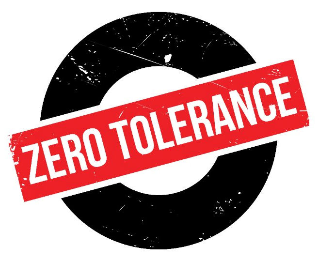Image of a zero tolerance sign