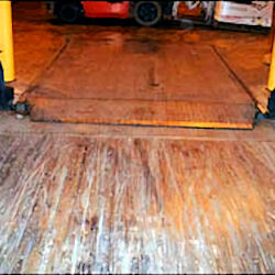 Picture of trailer floor which needs to be inspected before driving a forklift on it