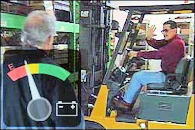 forklift with low battery indicator
