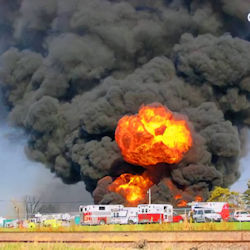 Image of large refinery explosion. 