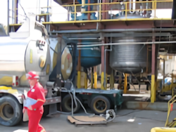 Image of truck fueling hazardous chemicals.
