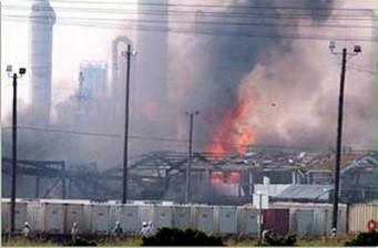 Image of catastrophic factory fire.