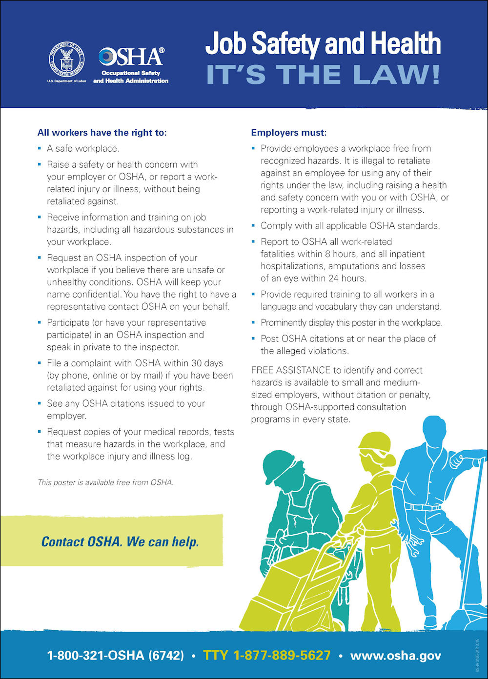 an OSHA poster about job safety and health