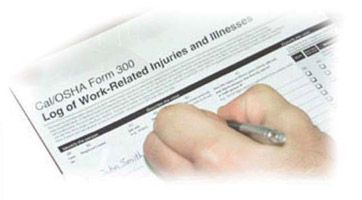 Worker filling out OSHA Form