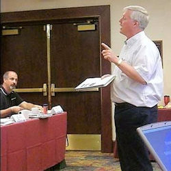 a trainer conducting an in-class training session.