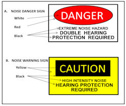 DoD noise warning and caution signs