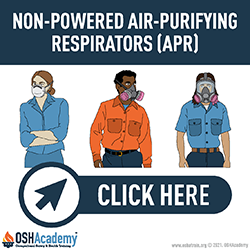 Infographic about non-powered air-purigying respirators (APR).