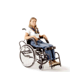 Person placed in a mechanical wheelchair