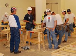 Indoor hands-on training for a group.